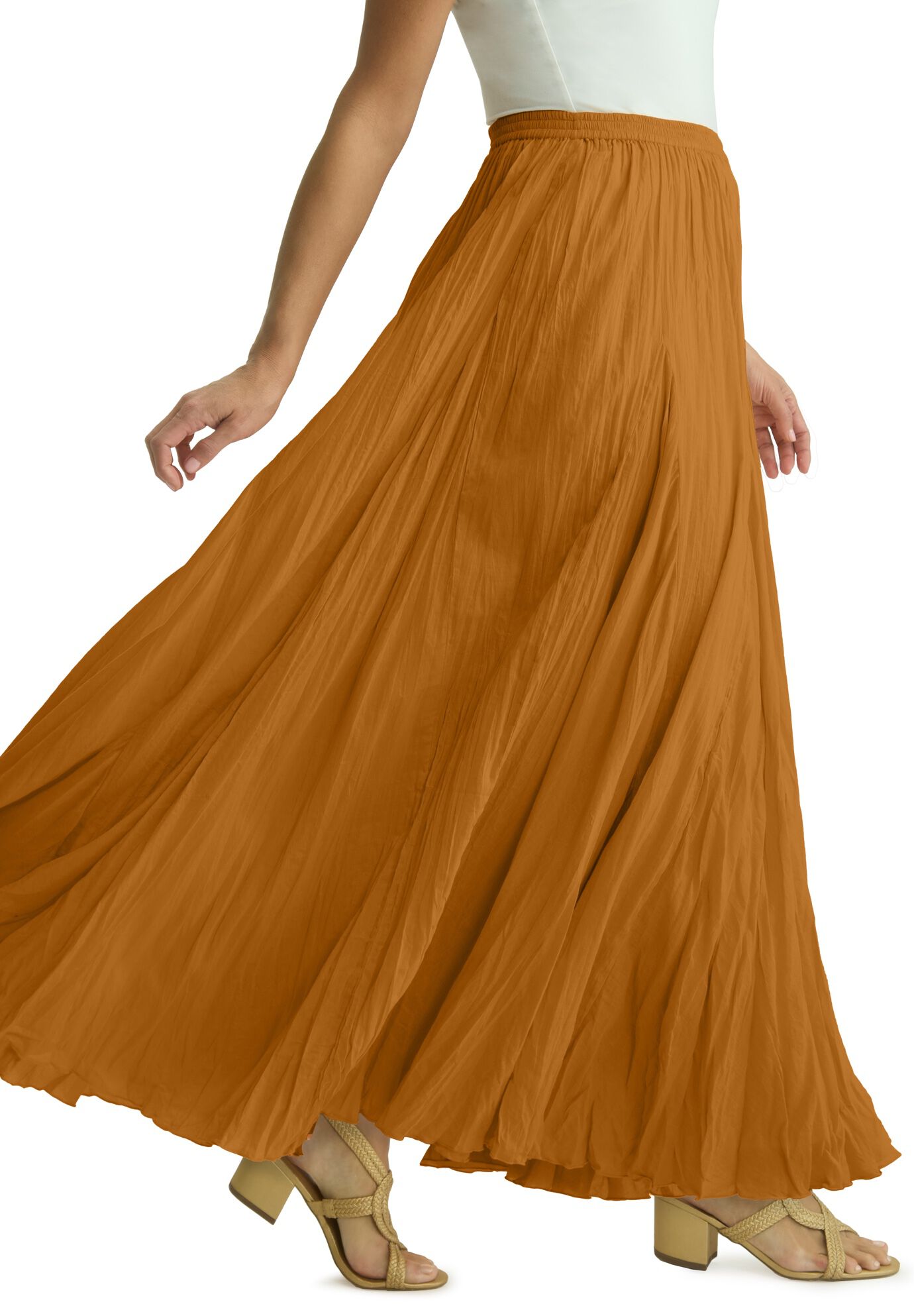 Flowing Crinkled Maxi Skirt, BLACK, alternate image number 3