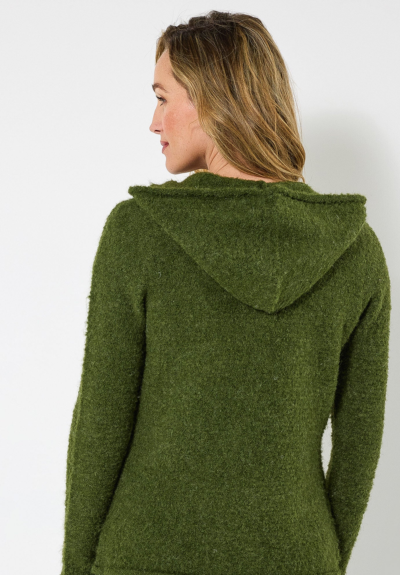Hooded Sweater Jacket, MOSS, on-hover image number 1