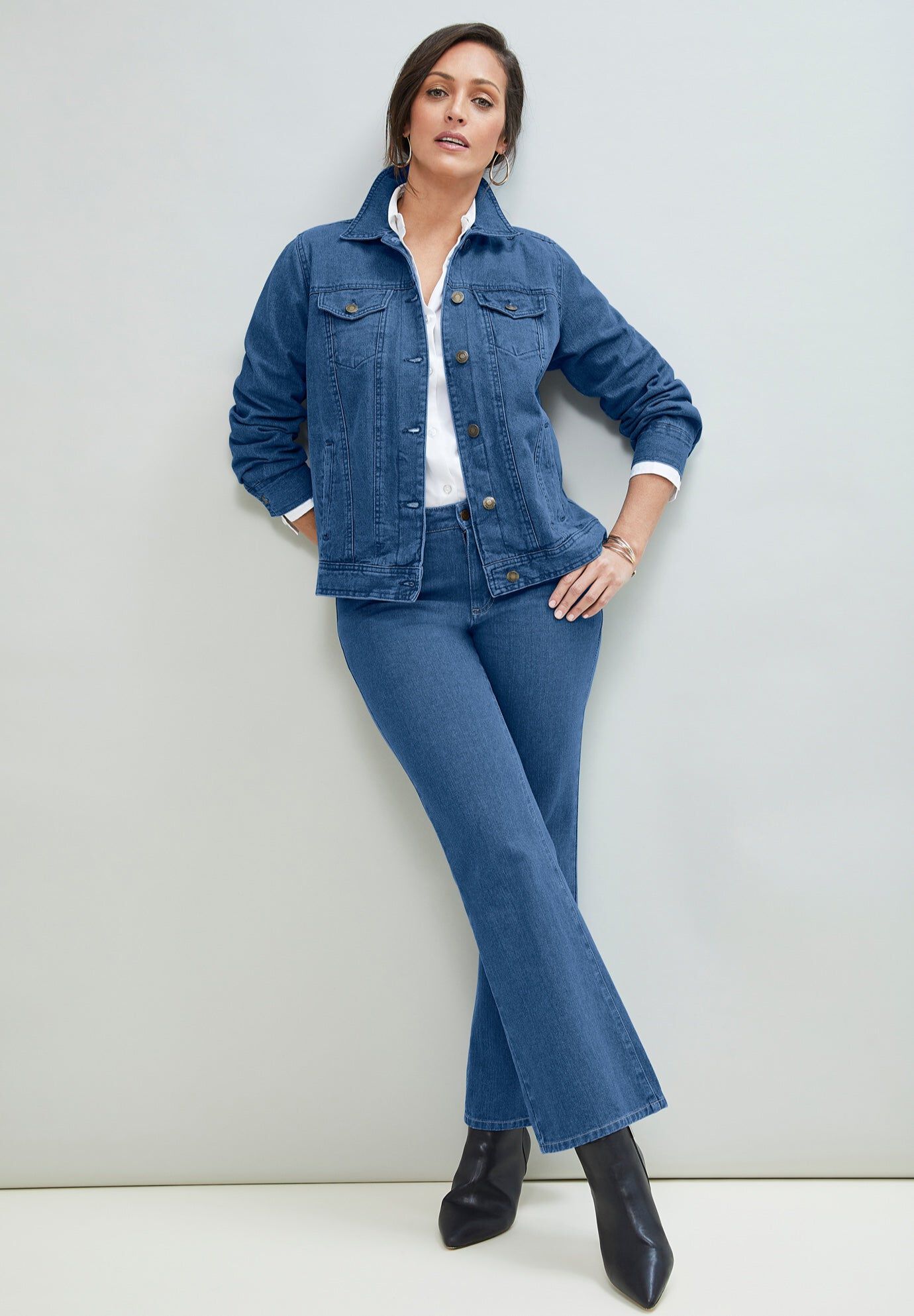 Classic Cotton Denim Jacket, MEDIUM STONEWASH, hi-res image number 0