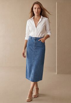 Plus Size Knee Length Denim Skirts