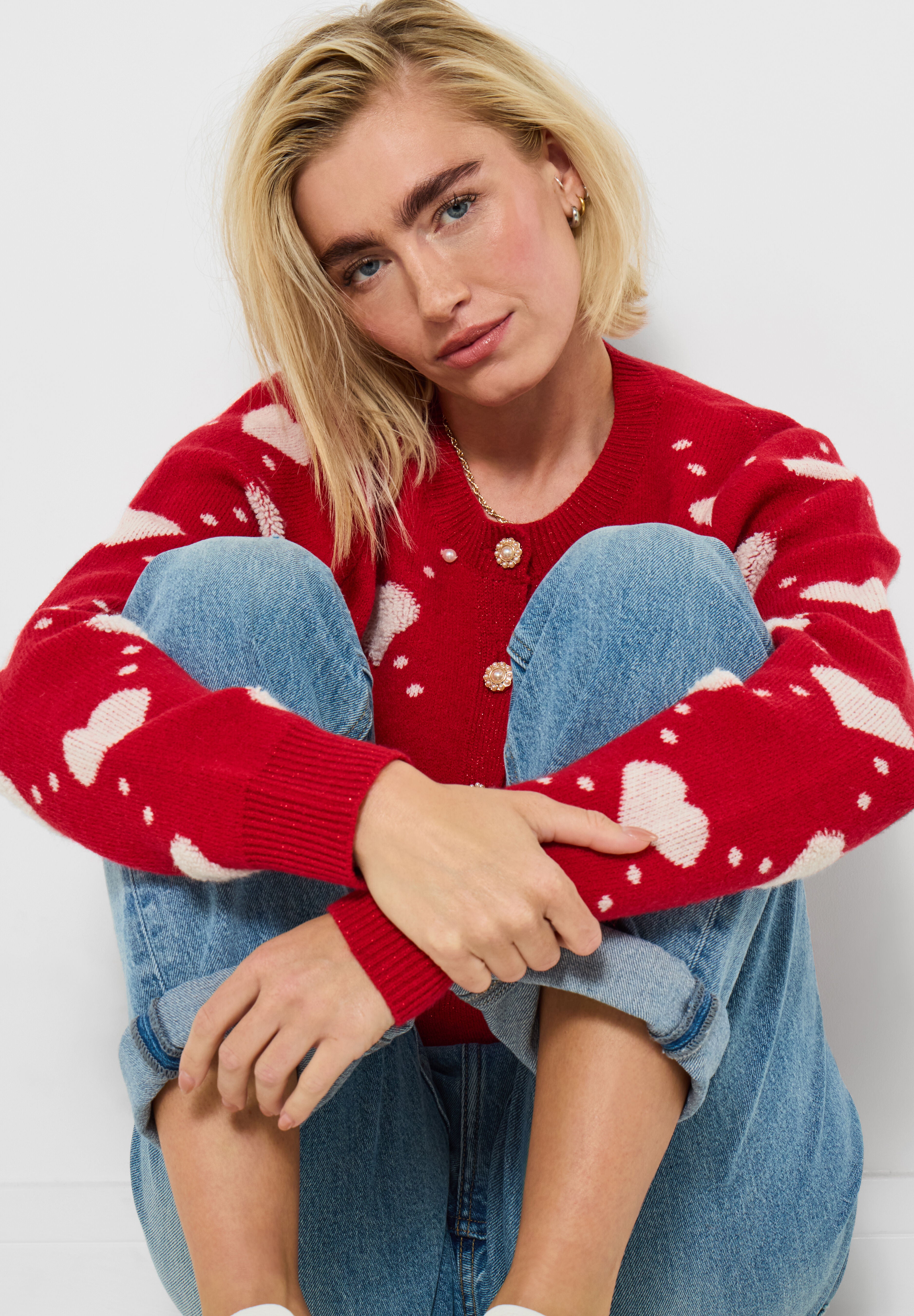 Love Sweater Cardigan, ARGYLE HEARTS, alternate image number 4