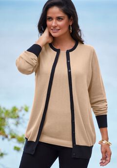 Fine Gauge Button-Front Cardigan