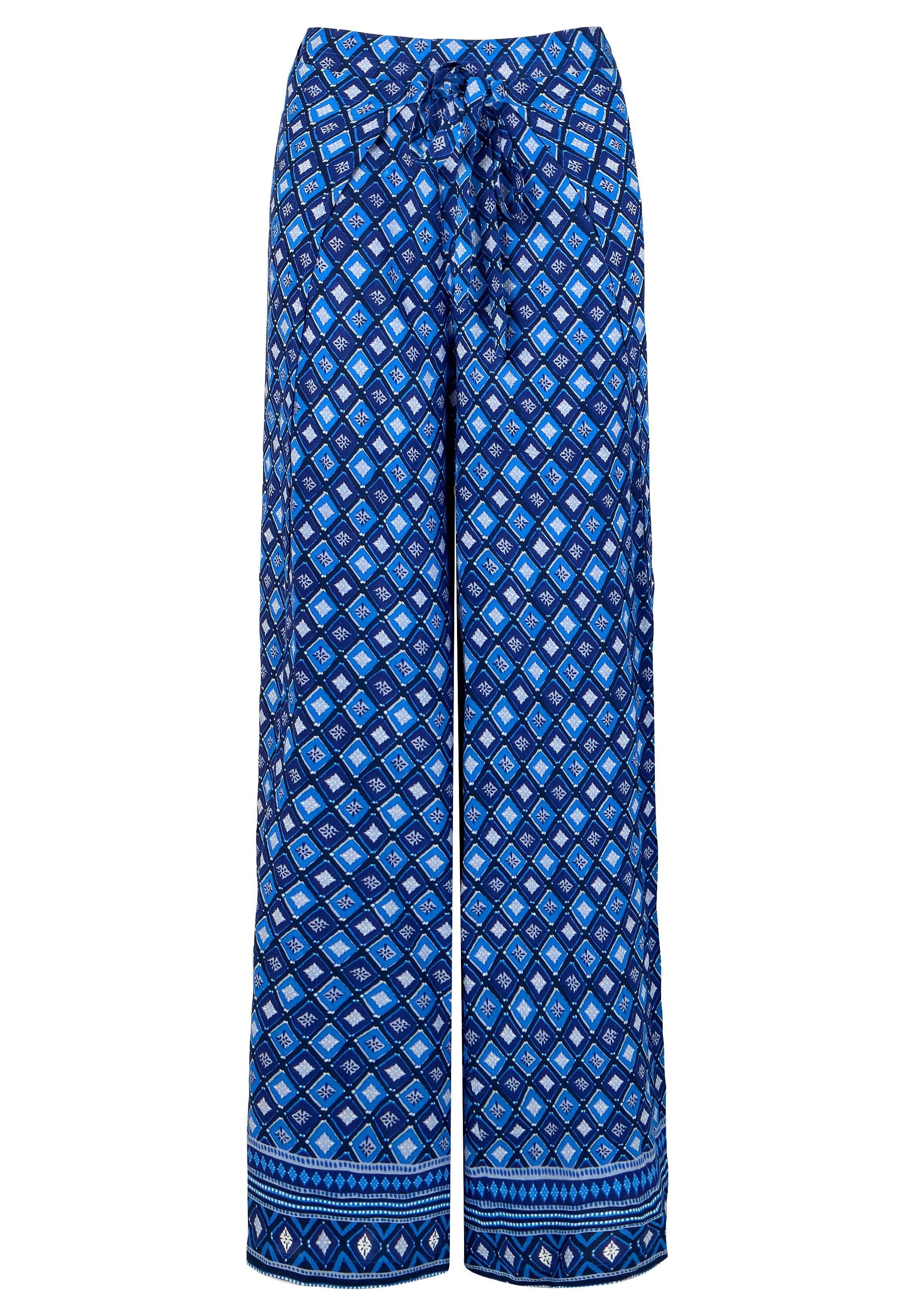 Wide Leg Tie-Front Pants, BLUE GEO MEDALLION, alternate image number 4