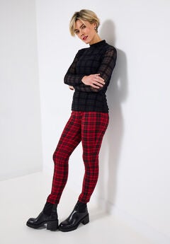 Burnout Plaid Mockneck Tee