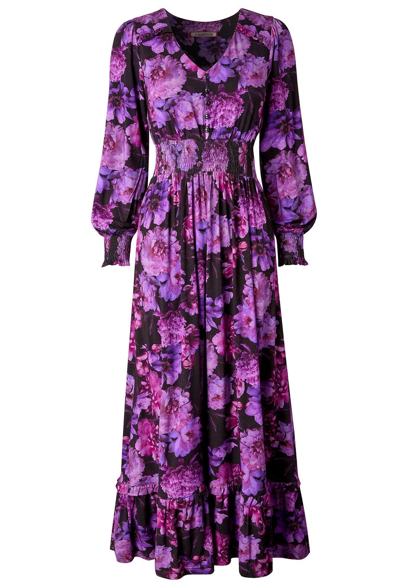 Stretch Knit Peasant Maxi Dress, PURPLE BLOSSOM, alternate image number 4