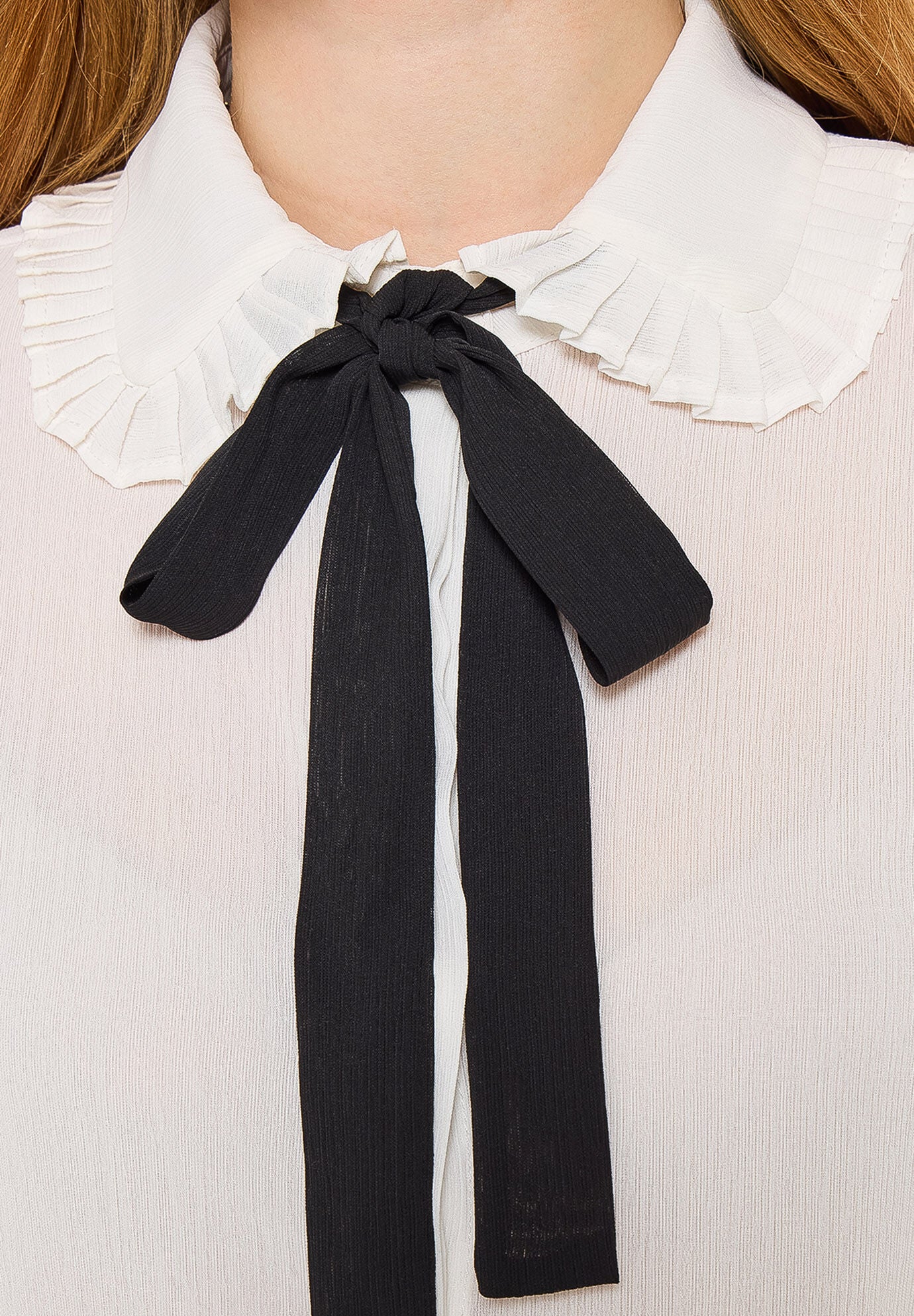 Tie Neck Blouse, WHITE, alternate image number 2