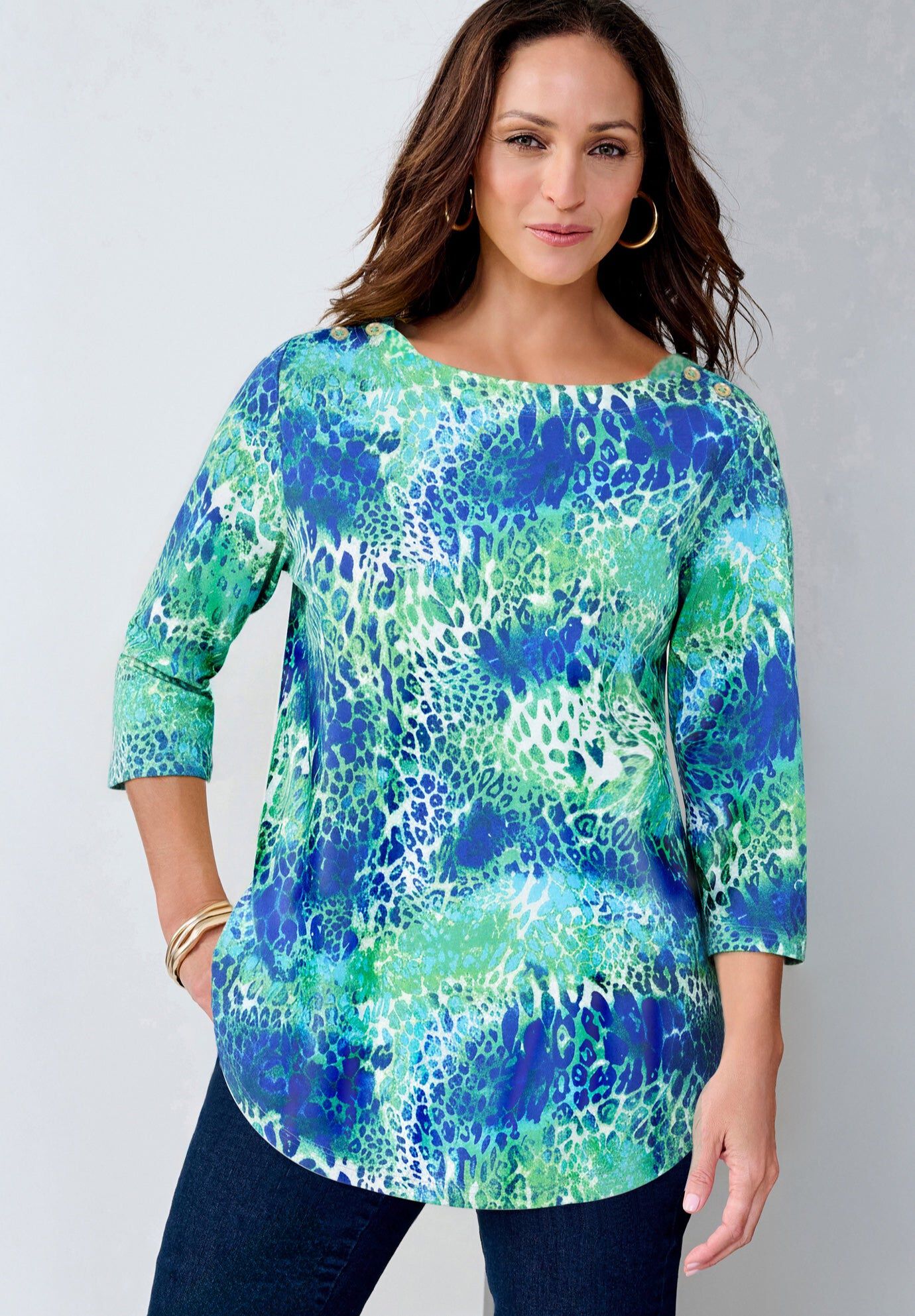 Stretch Cotton Boatneck Tunic