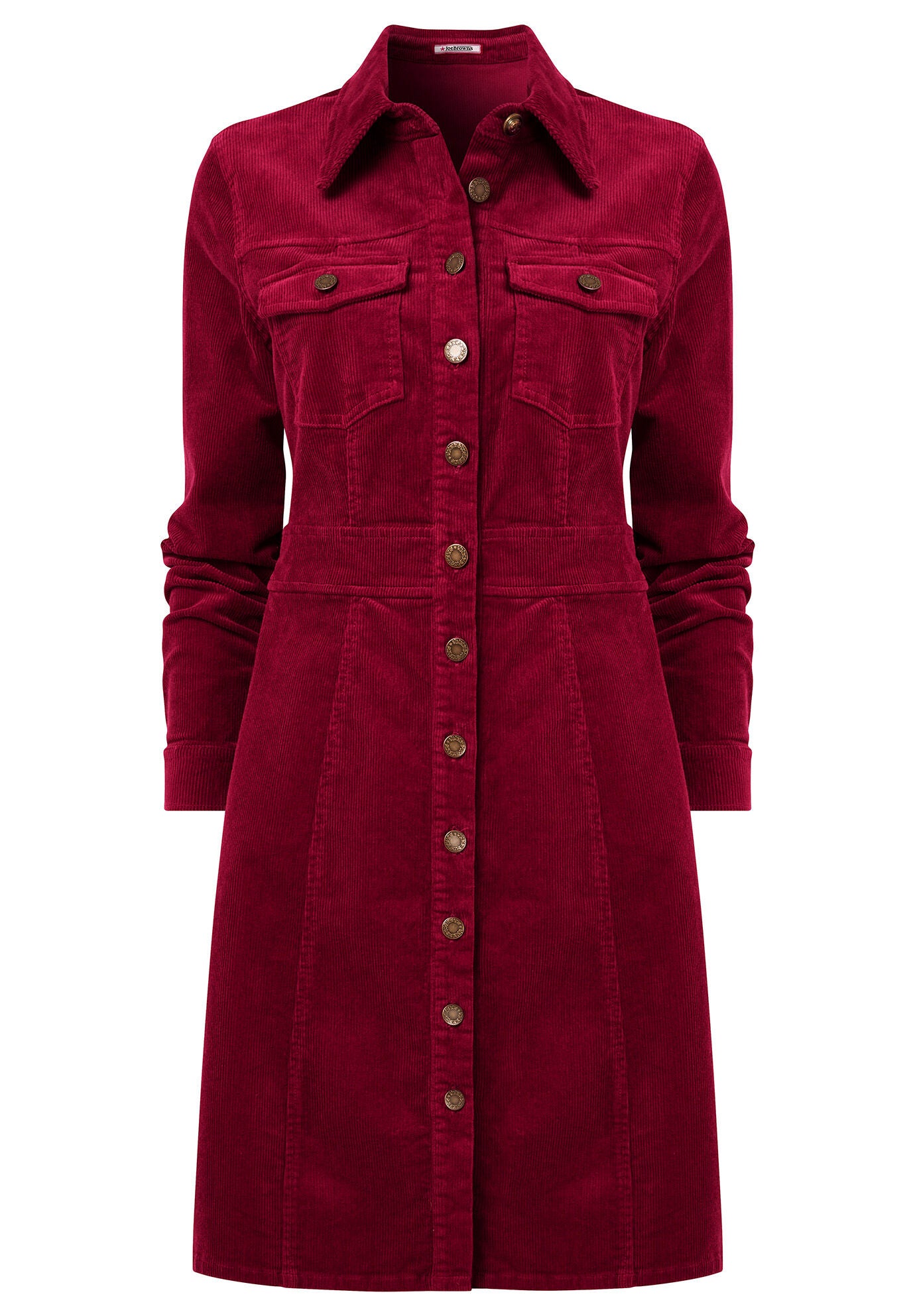 Corduroy Shirt Dress, BURGUNDY, alternate image number 3