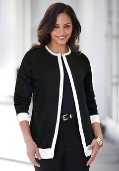 Fine Gauge Button-Front Cardigan