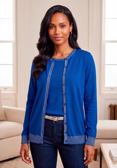 Fine Gauge Button-Front Cardigan