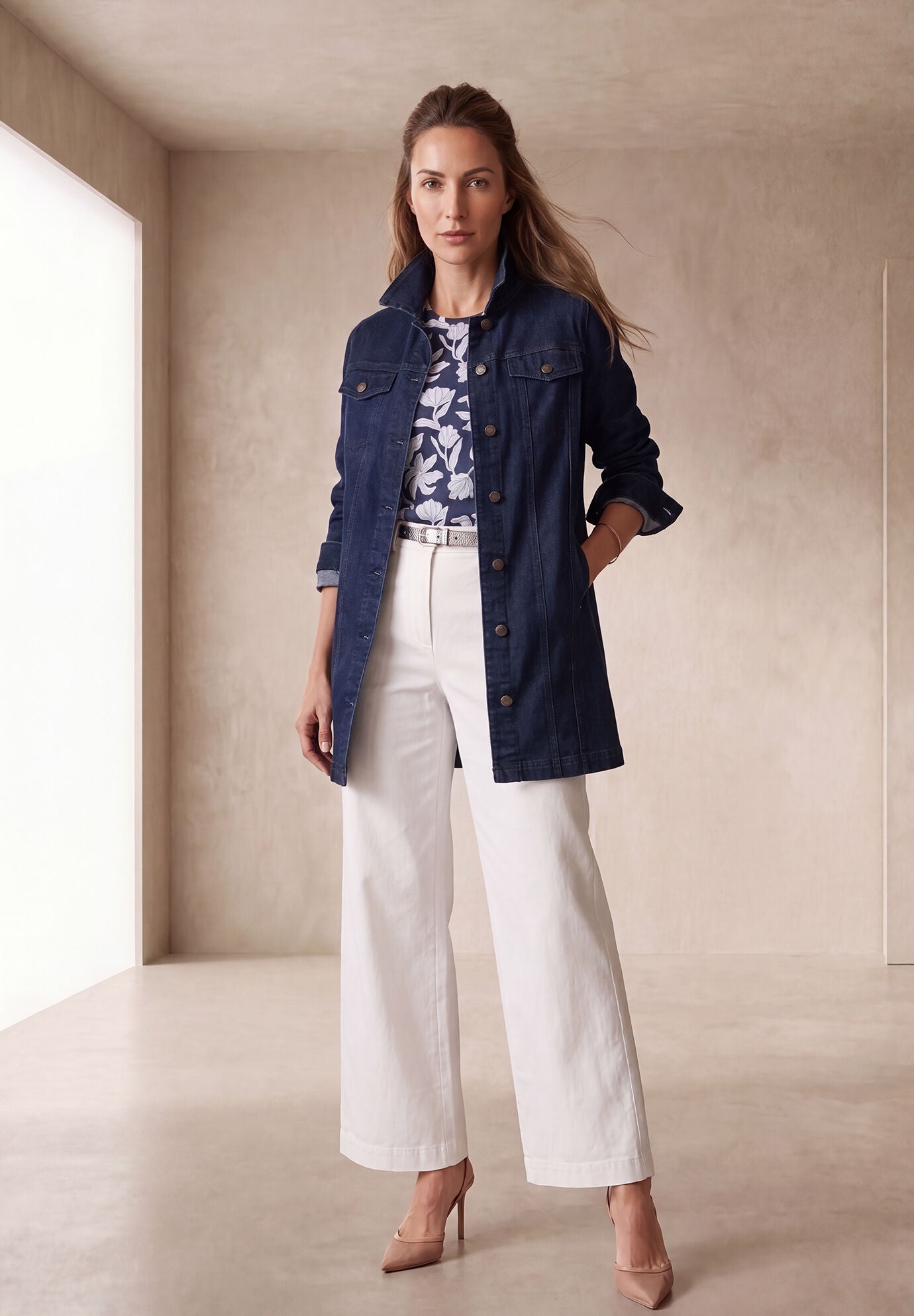Long Denim Jacket, , alternate image number 10