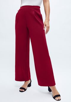 Stretch Knit Crepe Wide Leg Pant