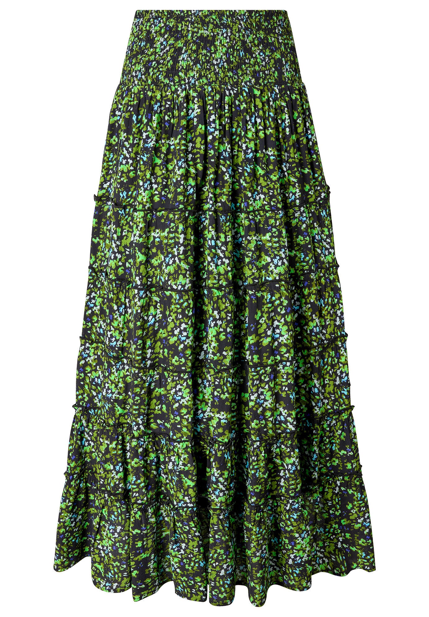Tiered Maxi Skirt, GREEN DITSY GARDEN, alternate image number 4