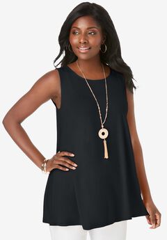 Stretch Knit Sleeveless Swing Tunic