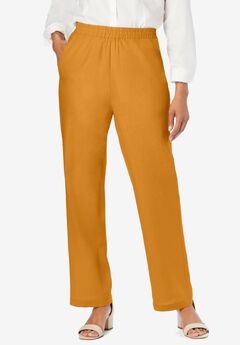 Lightweight Linen-Blend Straight-Leg Pants