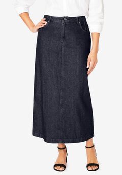 Classic Cotton Denim Midi Skirt