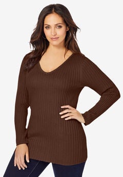 V-Neck Ribbed Sweater
