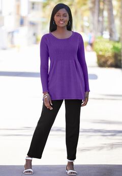 Ribbed Baby Doll Tunic Sweater