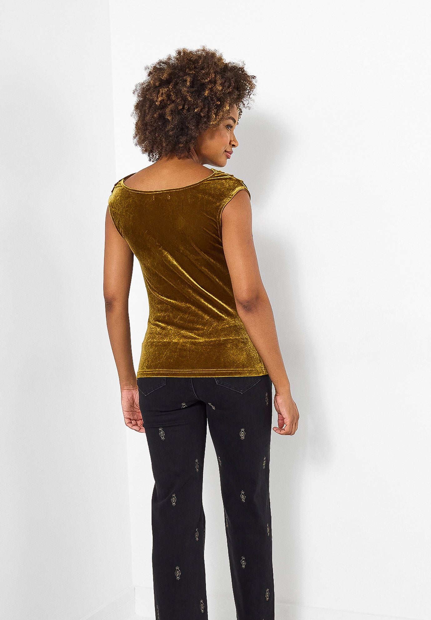 Velvet Cowlneck Top, CHARTREUSE, alternate image number 2