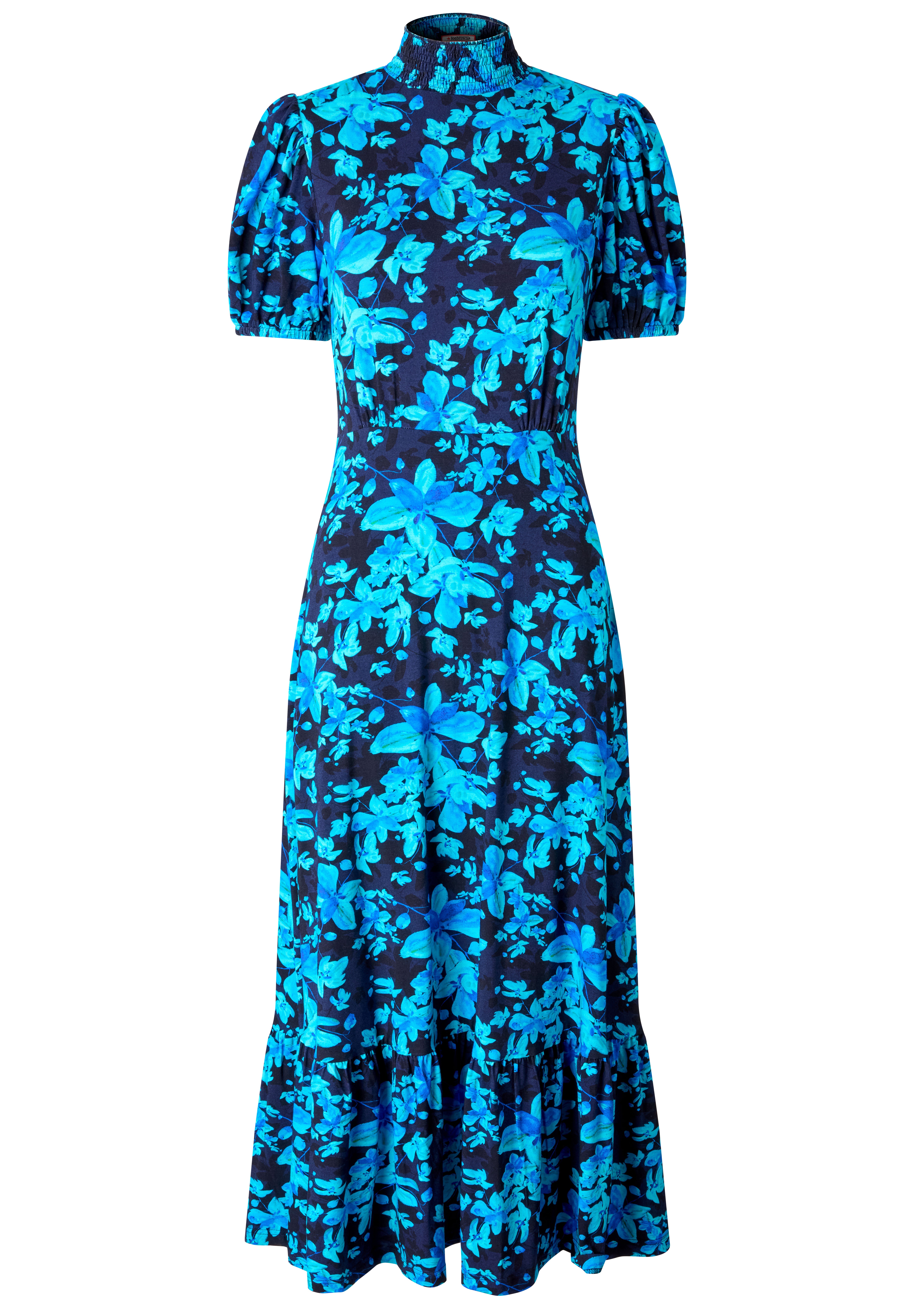 Stretch Knit Mockneck Midi Dress, SAPPHIRE ABSTRACT FLORAL, alternate image number 3