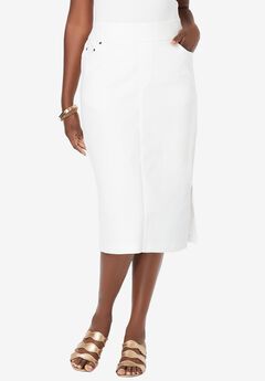 Plus Size White Denim Skirts