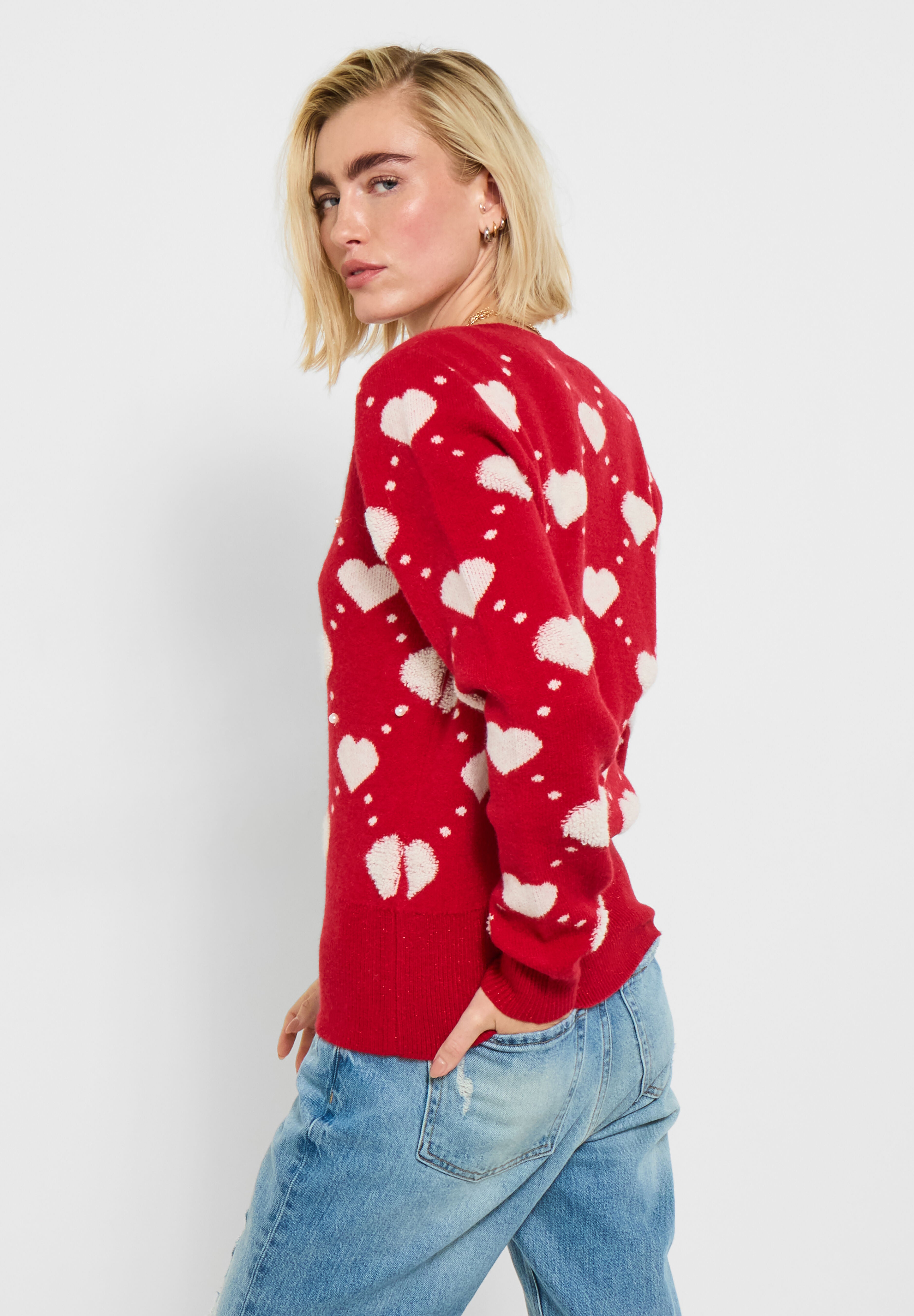 Love Sweater Cardigan, ARGYLE HEARTS, alternate image number 2
