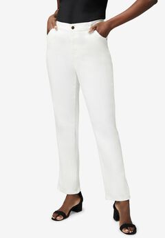 Plus Size White Straight Leg Jeans
