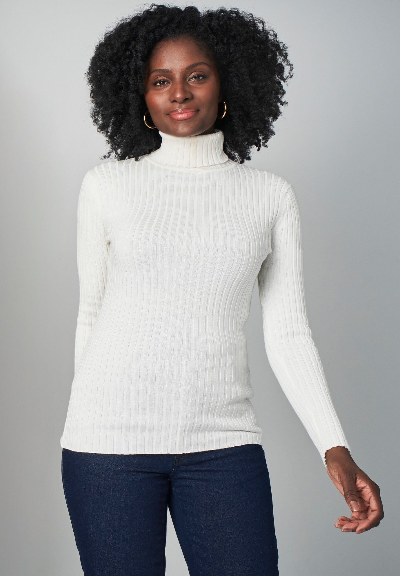 Ribbed Cotton Turtleneck Sweater﻿
