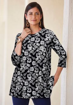 Black And White Tunic Top