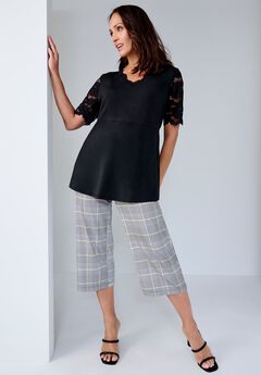 Stretch Knit Wide Leg Crop Pant