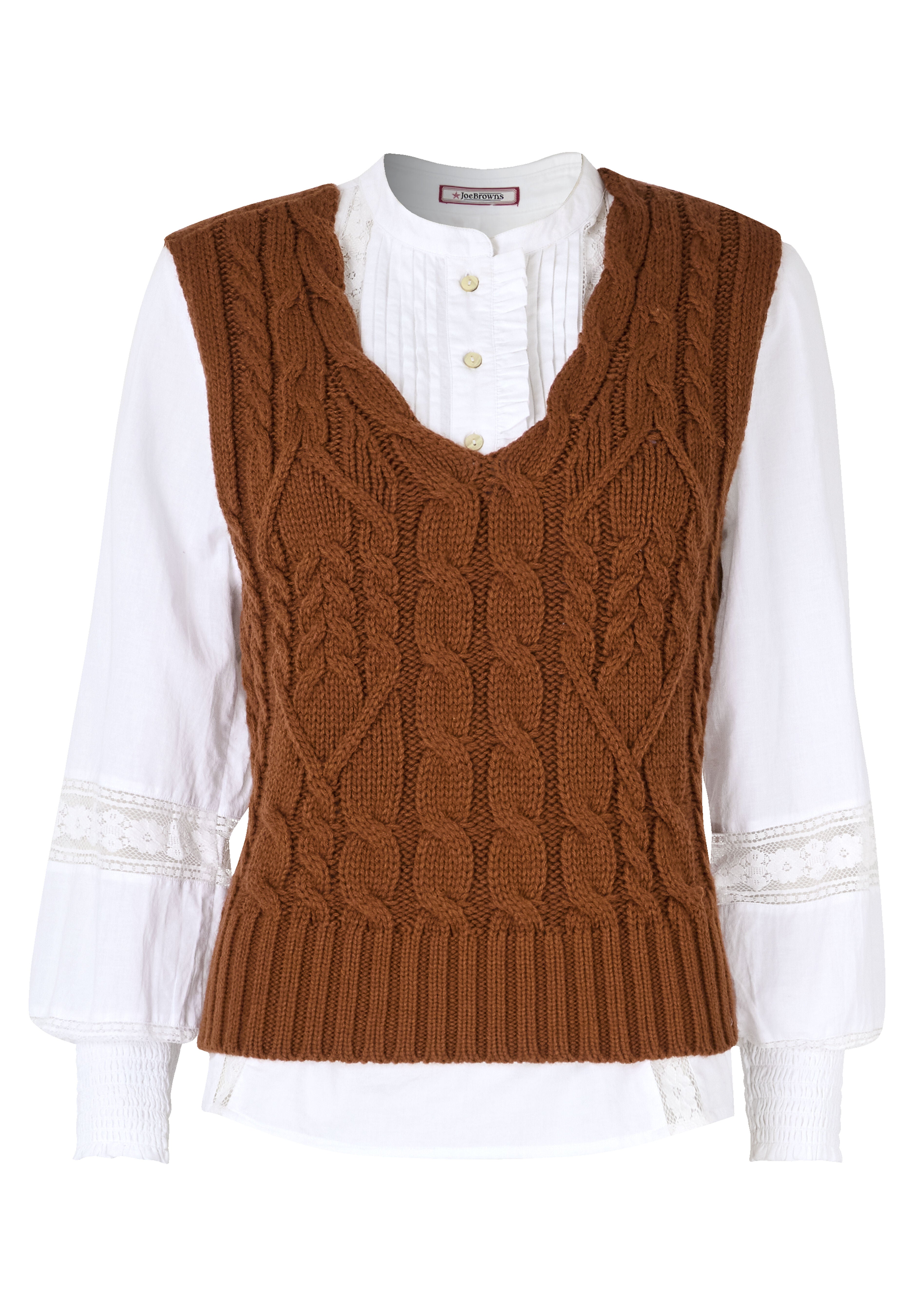 Cable Sweater Vest, ANTIQUE RUST, alternate image number 6