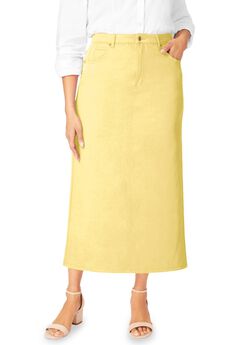 Classic Cotton Denim Midi Skirt
