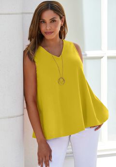 Stretch Cotton V-Neck Trapeze Tank