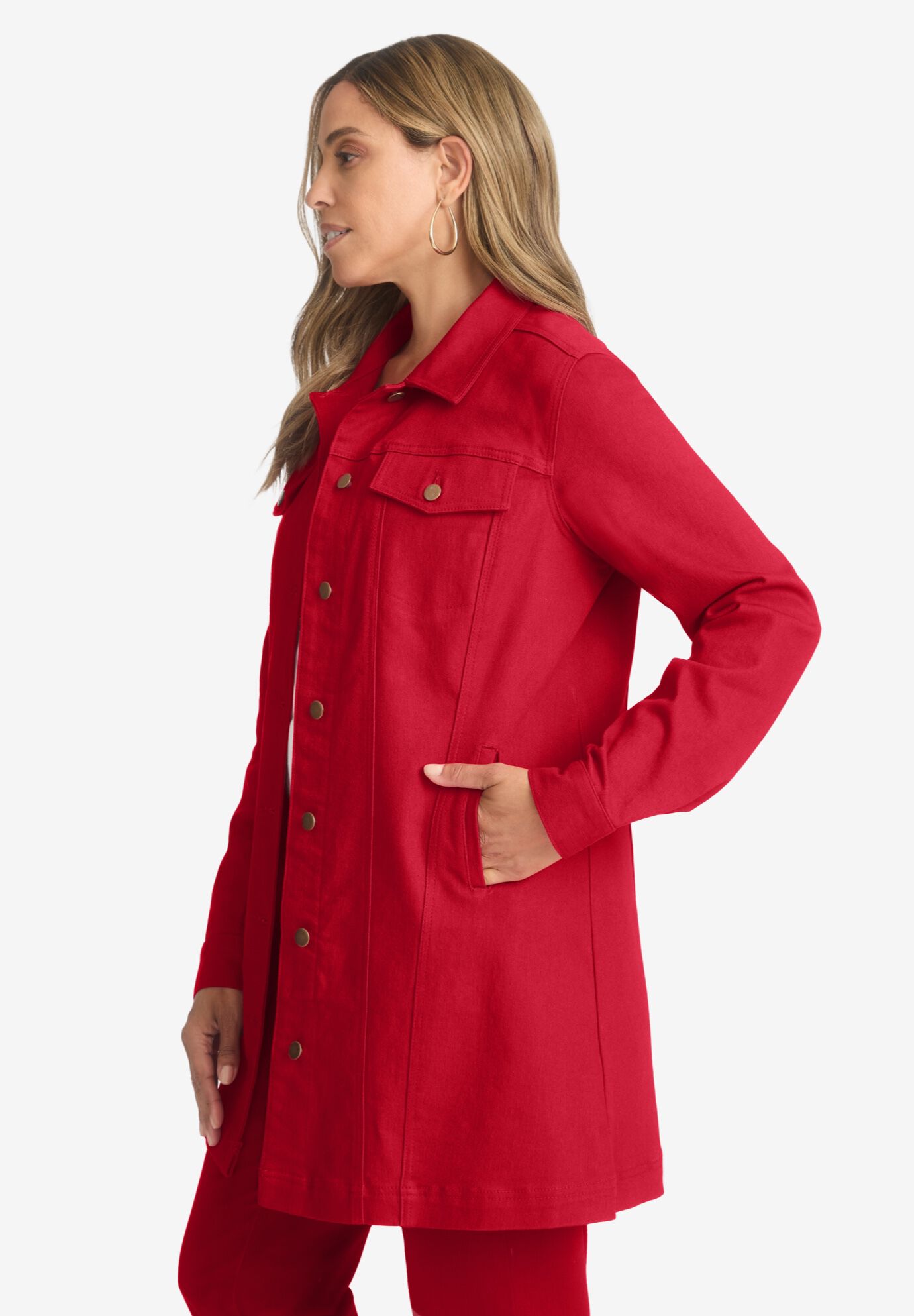Long Denim Jacket, , alternate image number 3