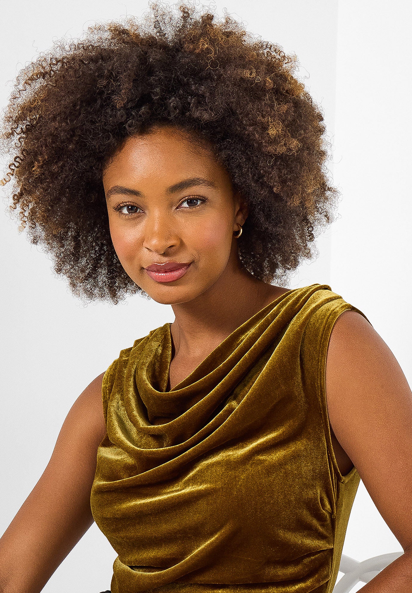 Velvet Cowlneck Top, CHARTREUSE, alternate image number 4