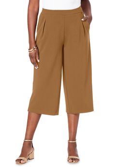 Wide-Leg Crop Crepe Pants