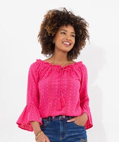Bell Sleeve Eyelet Blouse