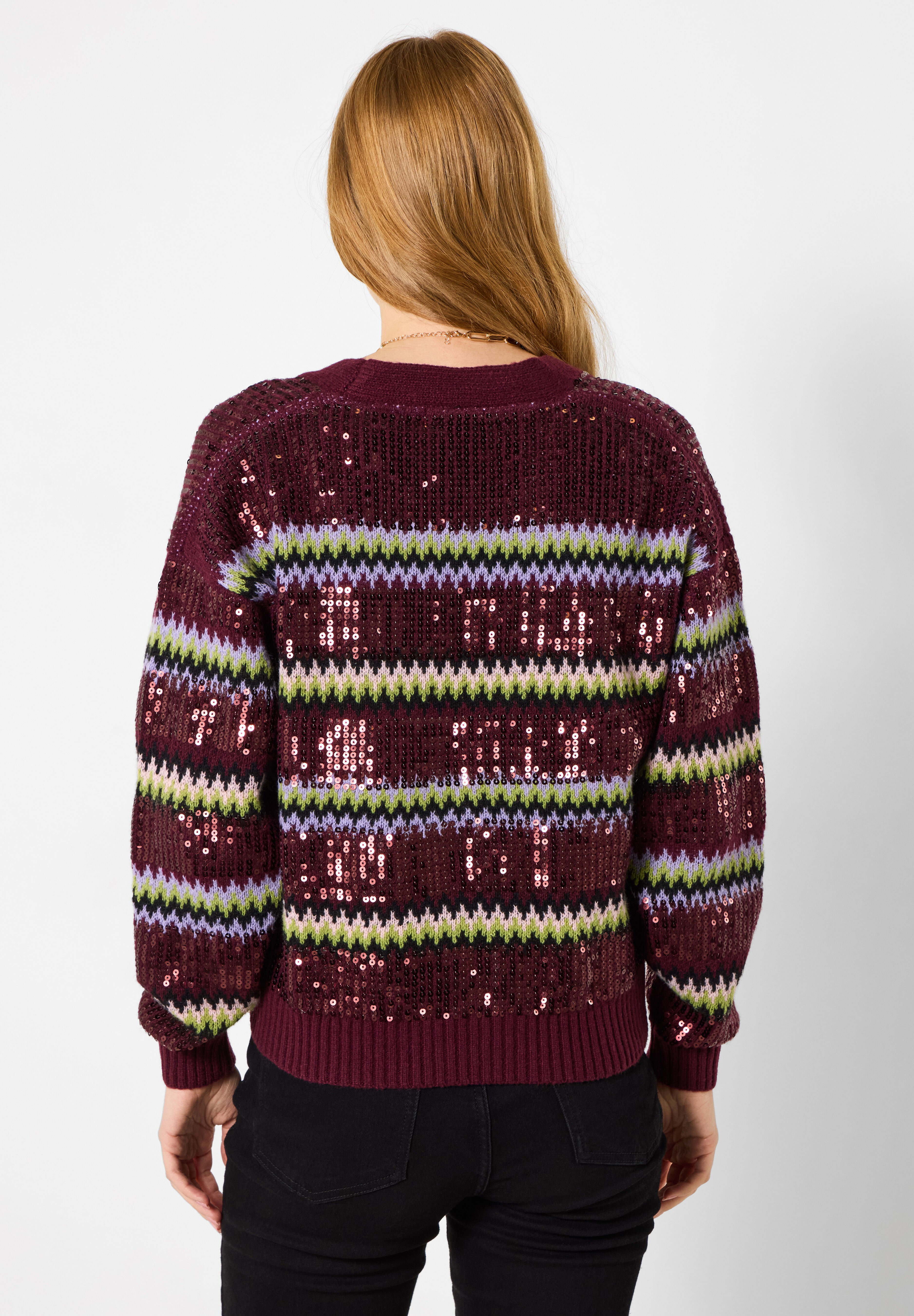 Sequin Sweater Cardigan, SEQUIN STRIPES, alternate image number 2