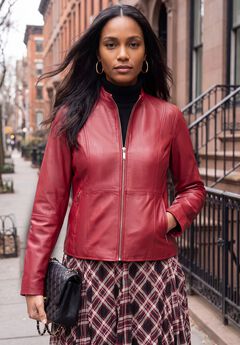 Zip Front Leather Jacket