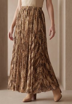 Plus Size Pleated Maxi Skirts