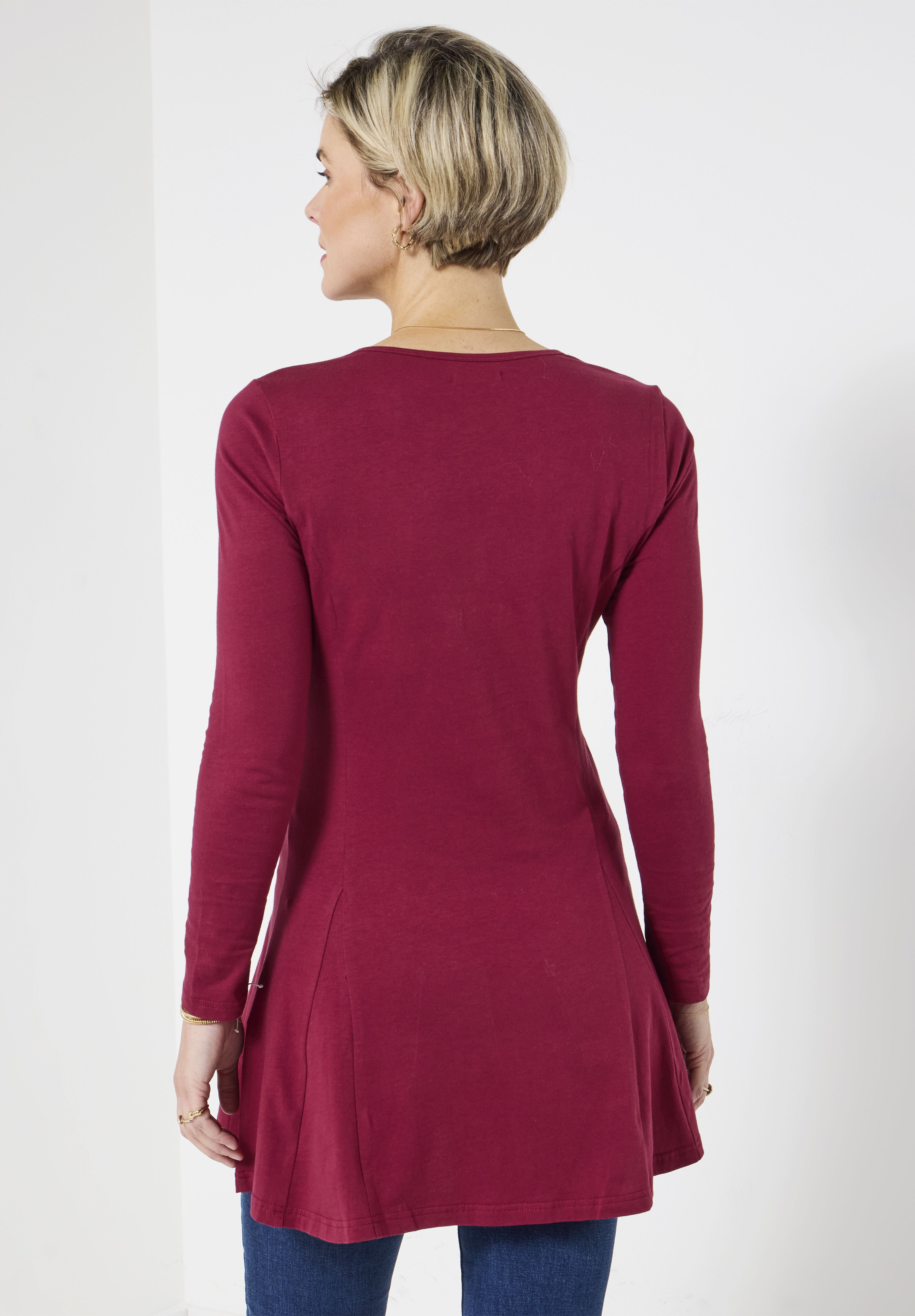 Stretch Knit Pleat Tunic, FREEDOM FLOWER, on-hover image number 1