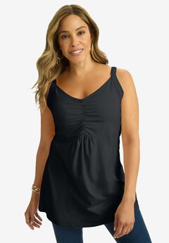 Stretch Cotton Shirred Tank