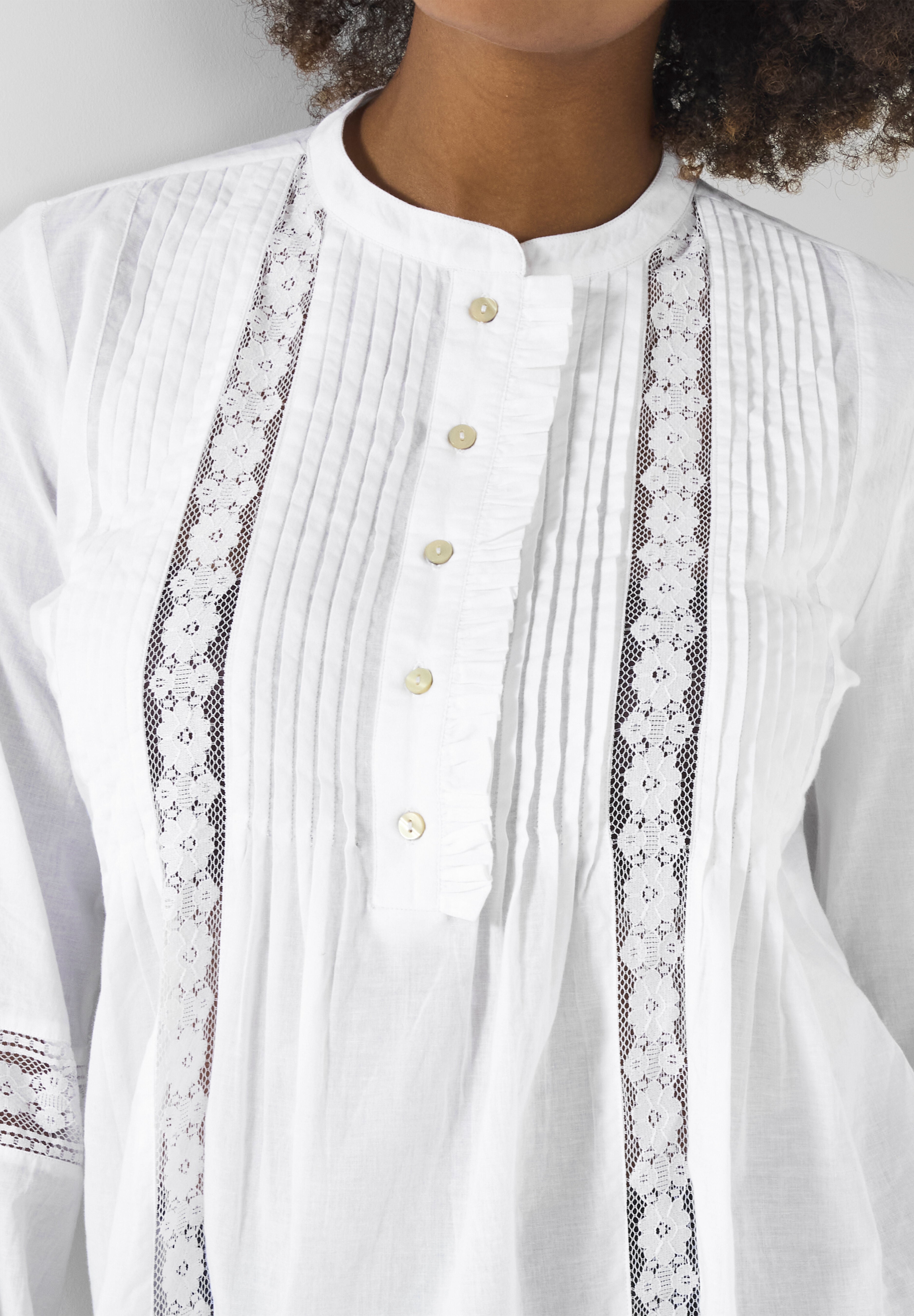 Boho Pintuck Blouse, WHITE, on-hover image number 1