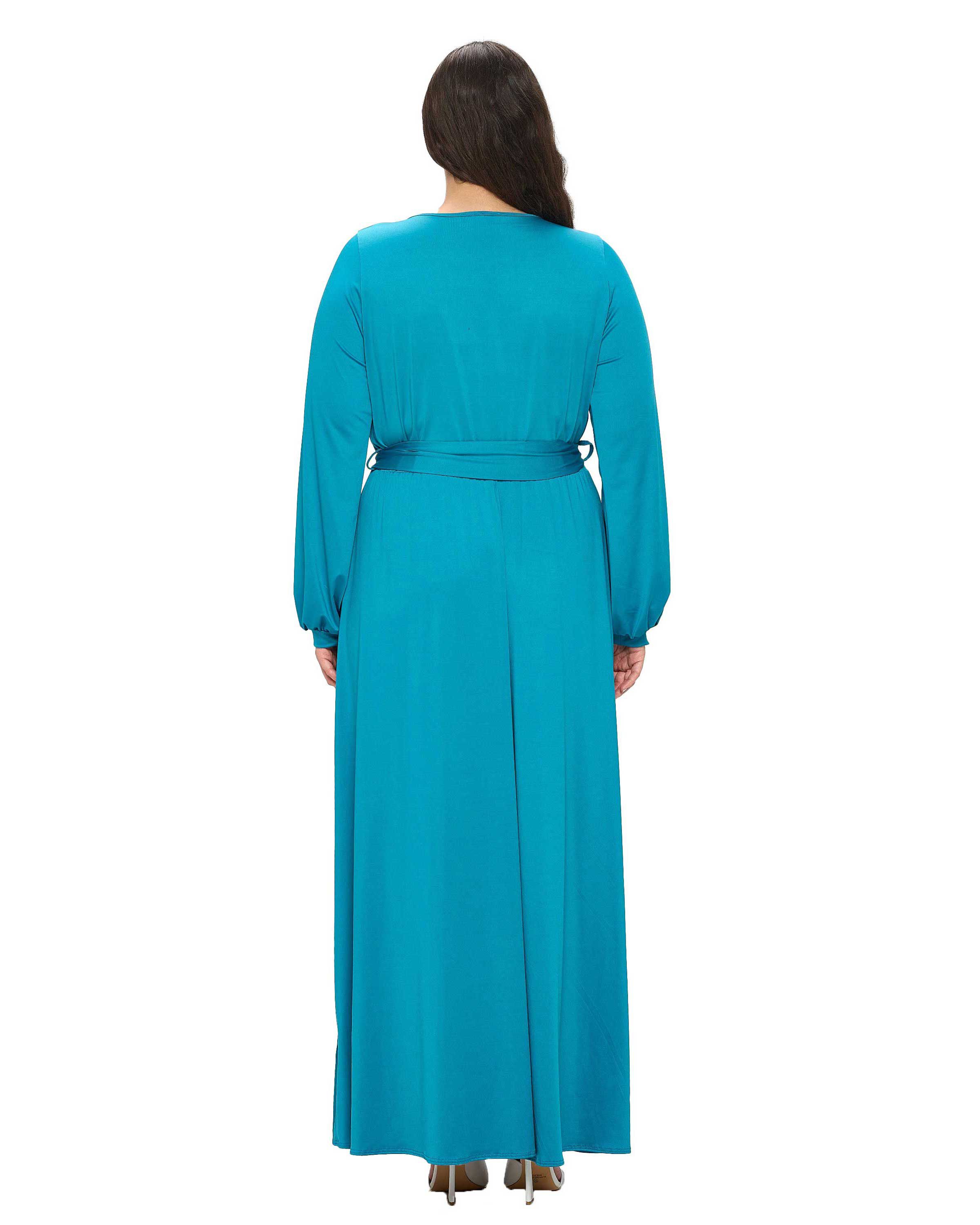 ESPINOZA SURPLICE MAXI DRESS, Teal / Teal, alternate image number 1