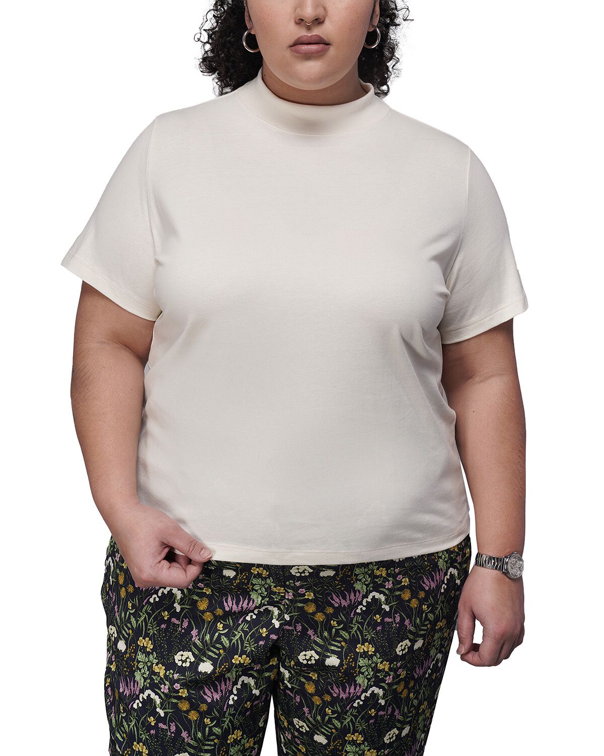 The Everyday Mock Neck Tee, WHITE / White, hi-res image number 0