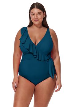 Tutti Frutti Plus Size Ruffle Surplice One Piece