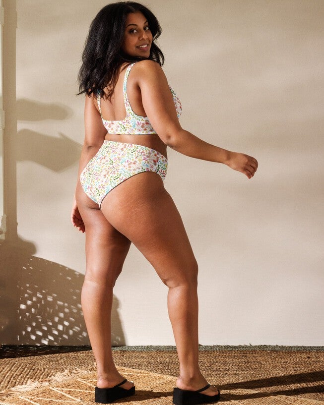 Garden Gala Floral Recycled High-Waisted Bikini Bottom, , alternate image number null