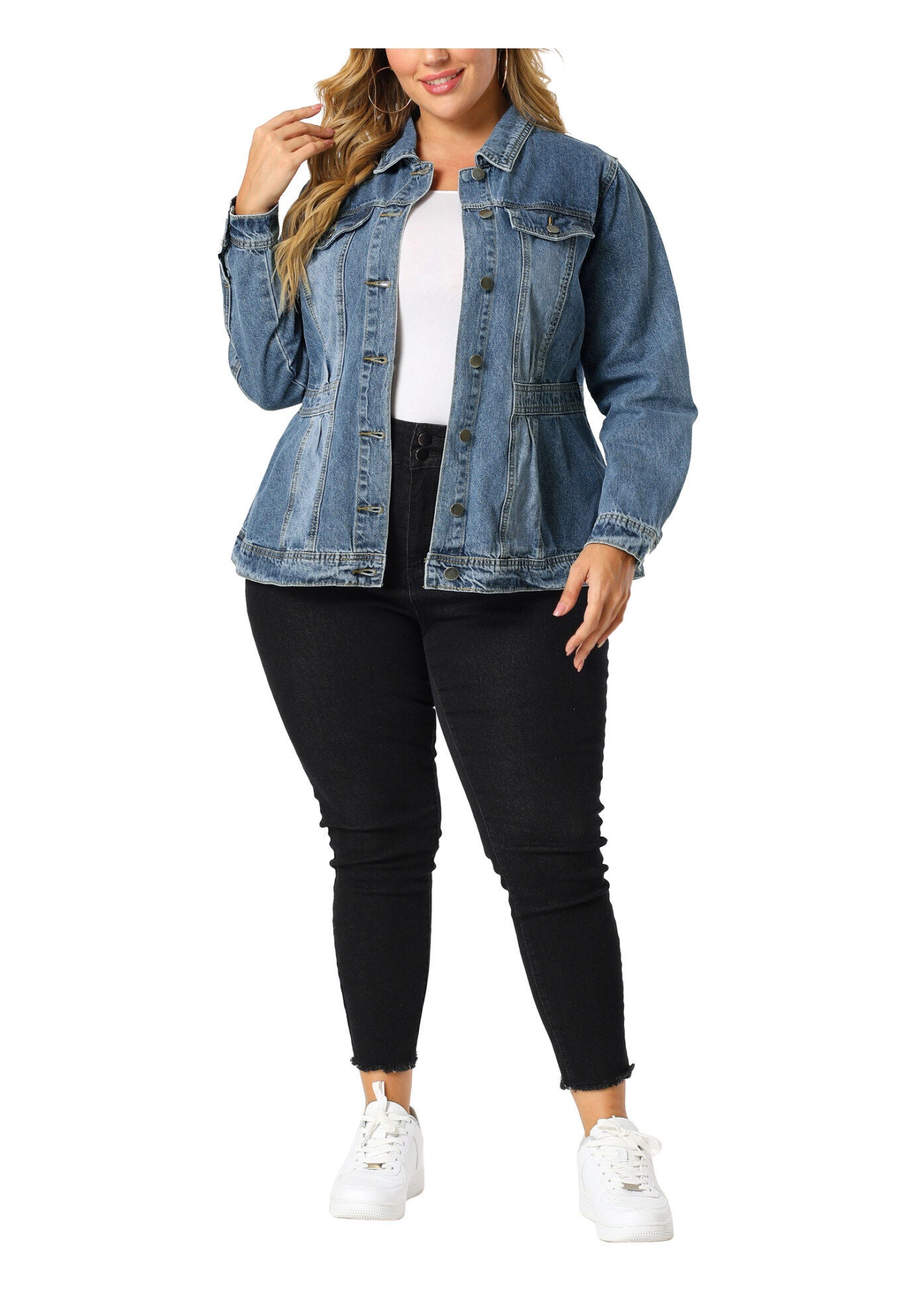 CLASSIC WASHED FRONT JEAN DENIM JACKET, Blue / Light Blue, alternate image number 1