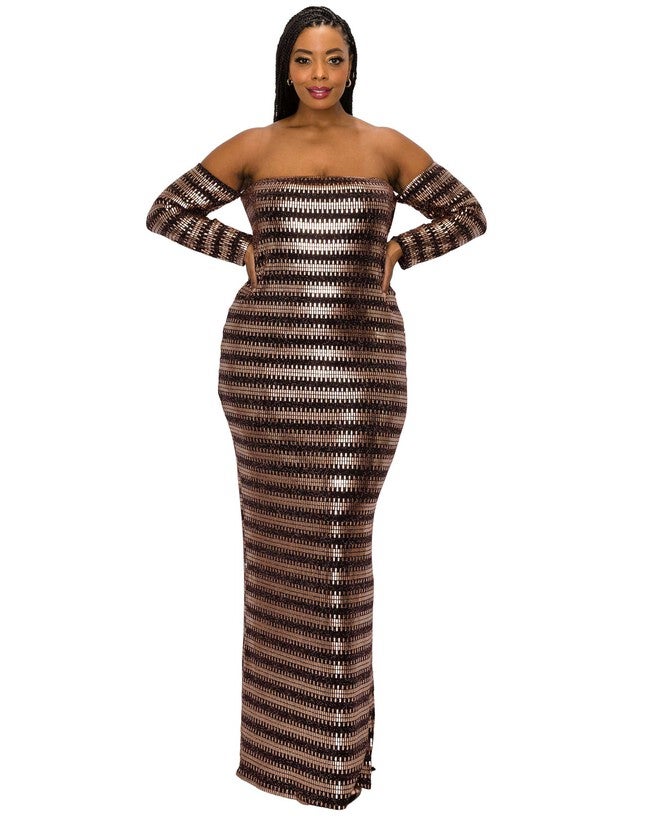 Temptations Sequin Dress, Matte Gold / Gold, hi-res image number 0