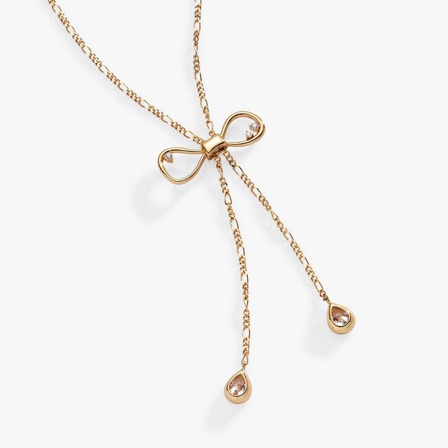 Coquette Bow Necklace, Gold / Gold, alternate image number 1